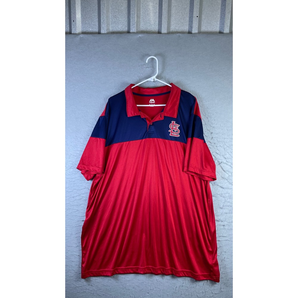 Majestic Polo Shirt Men 3XL Red Excellent St. Louis Cardinals MLB Performance